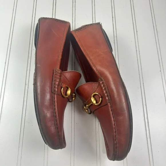 Gucci Menโs Size 7.5 Brown Leather Horsebit Loafers Slip On Dress Shoes Italy - Picture 6 of 9
